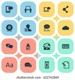 Vector Illustration Set Of Simple User Icons. Elements Argument, Profile, Share And Other Synonyms Globe, Keyboard And Laptop.