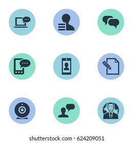 Vector Illustration Set Of Simple User Icons. Elements Man Considering, Profile, Broadcast And Other Synonyms Web, Profit And Message.