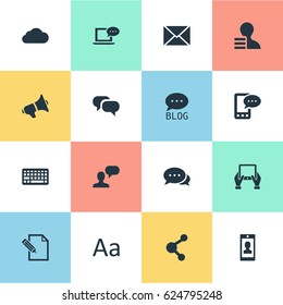 Vector Illustration Set Of Simple User Icons. Elements Argument, Share, Keypad And Other Synonyms Typography, Site And Overcast.