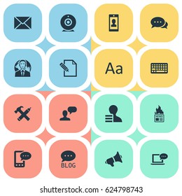 Vector Illustration Set Of Simple User Icons. Elements E-Letter, Site, International Businessman And Other Synonyms Megaphone, Contract And International.