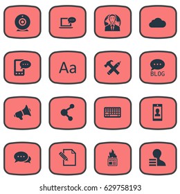 Vector Illustration Set Of Simple User Icons. Elements Laptop, Argument, Keypad And Other Synonyms Smartphone, Argument And Contract.