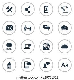 Vector Illustration Set Of Simple User Icons. Elements Gazette, Notepad, Document And Other Synonyms News, Coming And Sky.