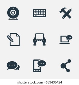 Vector Illustration Set Of Simple User Icons. Elements Keypad, Repair, Broadcast And Other Synonyms Argument, Camera And E-Letter.