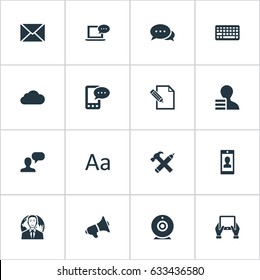 Vector Illustration Set Of Simple User Icons. Elements Keypad, Man Considering, Overcast And Other Synonyms Speaker, Cloud And Earnings.