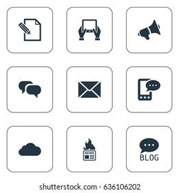 Vector Illustration Set Of Simple User Icons. Elements Notepad, E-Letter, Gazette And Other Synonyms Epistle, Cloud And Overcast. Vector Illustration Set Of Simple User Icons. Elements Notepad, E-Letter, Gazette And Other Synonyms Epistle, Cloud And Overcast.