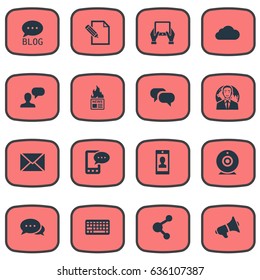 Vector Illustration Set Of Simple User Icons. Elements Profile, Post, E-Letter And Other Synonyms Post, Debate And Missive.