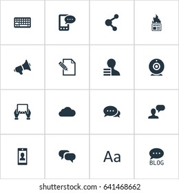 Vector Illustration Set Of Simple User Icons. Elements Site, Keypad, Document And Other Synonyms Phone, Cloud And Camera.