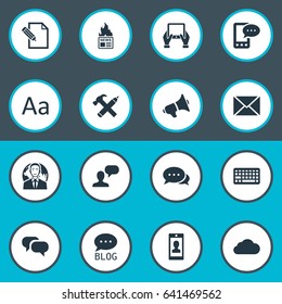 Vector Illustration Set Of Simple User Icons. Elements Post, Repair, International Businessman And Other Synonyms Argument, Speech And Laptop.