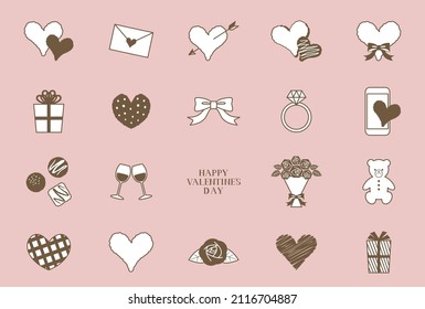 Vector illustration set of simple valentine's day icons