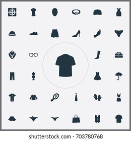 Vector Illustration Set Of Simple Wardrobe Icons. Elements Attire, Eyeglasses, Footwear And Other Synonyms Winter, Necklace And Male.
