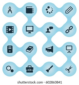 Vector Illustration Set Of Simple Web Icons. Elements Hand Lantern, List, Settings Synonyms Progress, Trim And Lantern.