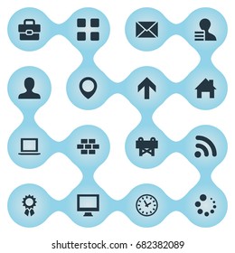 Vector Illustration Set Of Simple Web Icons. Elements Constructing, Winner, Message And Other Synonyms Loading, Web And House.