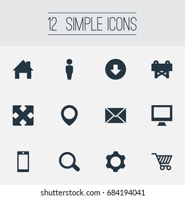 Vector Illustration Set Of Simple Web Icons. Elements Upload, Reconstruction, Message And Other Synonyms Monitor, Customer And Screw.