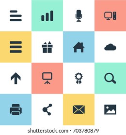 Vector Illustration Set Of Simple Web Icons. Elements Present, Winner, Whiteboard And Other Synonyms Presentation, Letter And Publish.