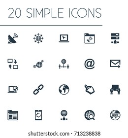 Vector Illustration Set Of Simple Web Icons. Elements Loading, Communication, Network Sharing And Other Synonyms Envelope, Search And Spreading.
