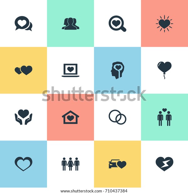 Vector Illustration Set Of Simple Wedding\
Icons. Elements Wedding, Laptop, Heart And Other Synonyms Hearth,\
Laptop And Building.