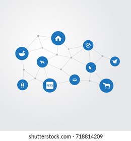 Vector Illustration Set Of Simple Wild Icons. Elements Stallion, Pigeon, No Animal And Other Synonyms Skeleton, Bone And Banner.