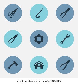 Vector Illustration Set Of Simple Wrench Icons. Elements Clipping Tool, Wrench, Jimmy And Other Synonyms Mechanical, Tool And Instrument.