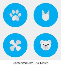 Vector Illustration Set Of Simple Zoo Icons. Elements Panda , Foot , Skeleton Synonyms Paw, Animal And Skeleton.