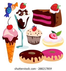 A vector illustration set of sinful looking desserts for the sweet-toothed.