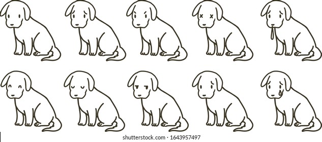 Vector illustration set of sitting dog