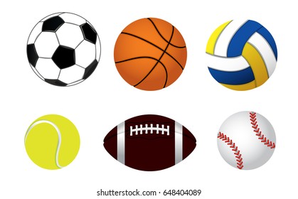 Vector illustration of a set of six balls