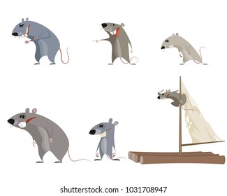 Vector illustration of a set of six rodents