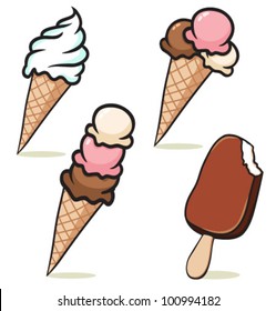 vector illustration. set sketches of ice cream