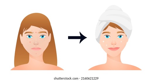 Ilustración vectorial conjunto de cuidado de la piel de la niña lava la cara y aplica máscaras cosméticas. Conjunto de cuidado de la piel de las niñas lavado de cara y máscara de pepino Conjunto de elementos del hogar spa, belleza, relajación, tratamientos de belleza