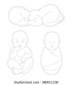 Vector illustration  Set of Sleeping swaddled newborn baby