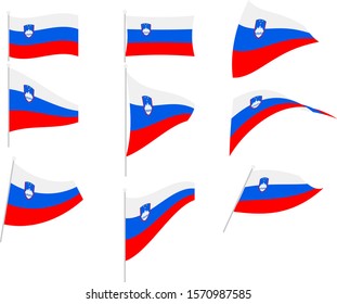 Vector Illustration of Set with Slovenia Flag