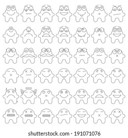 Vector Illustration. Set of smiles