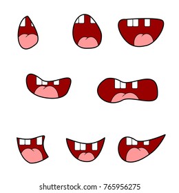 Vector illustration of a set smiling cartoon.Set smile.