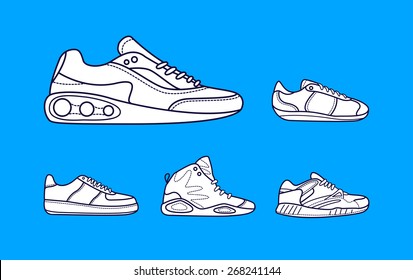 Vector illustration of set sneakers for your design