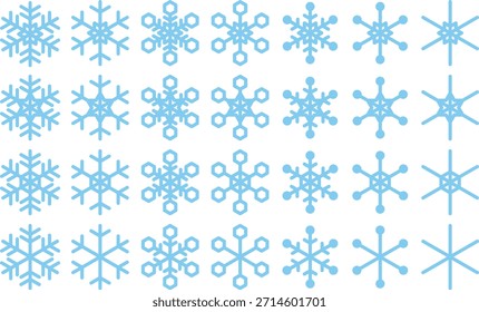 Ilustración vectorial conjunto de iconos de copo de nieve de varias Formas