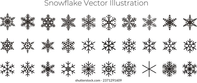 Conjunto de ilustraciones vectoriales de copos de nieve
