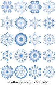 Ilustración vectorial - conjunto de copos de nieve