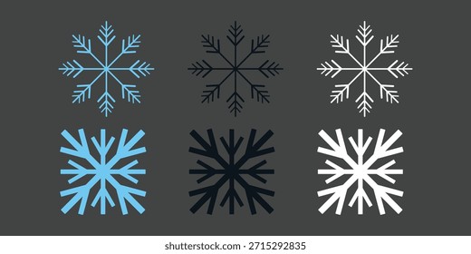 Vector illustration set of snowflakes on transparent background for winter, holiday deisgn element