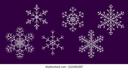 Vector illustration. Set of snowflakes for winter posters, flyers, stickers, covers, banners, collages, etc.