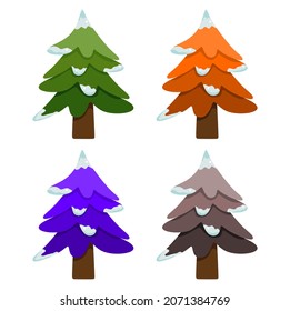 vector illustration set of snowy fir tree , winter theme