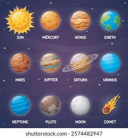 Vector illustration of set solar system planets