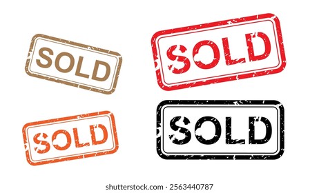 Vector illustration set sold stamp with grunge