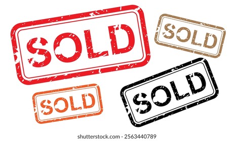 Vector illustration set sold stamp with grunge
