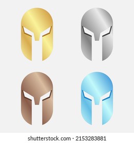 Ilustración vectorial conjunto de casco espartano para la guerra, logotipo, sombrero, ejército, tema del reino