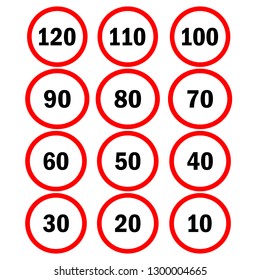 Vector illustration of Set speed limit signs