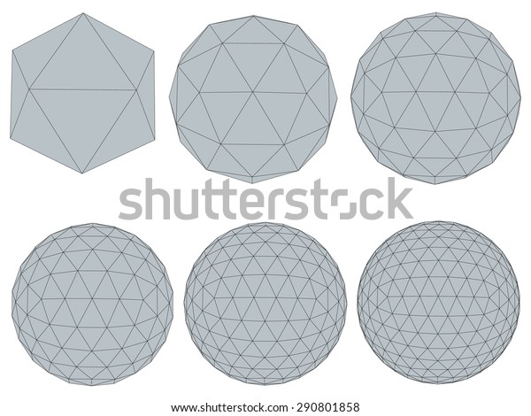 Vector illustration set with\
spheres. The transformation from simple to complex. Grid.\
Isolated.