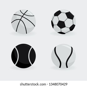 Vector illustration. Set of sport balls on white background. Sport concept.