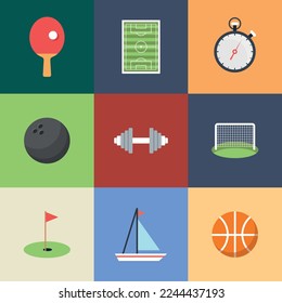 Vector illustration of set of sports icons.