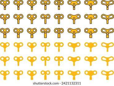 Vector illustration set of spring, winding key, screw winding, and winding handle