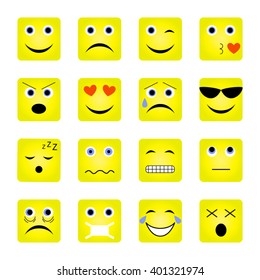 vector illustration set of square emoticons